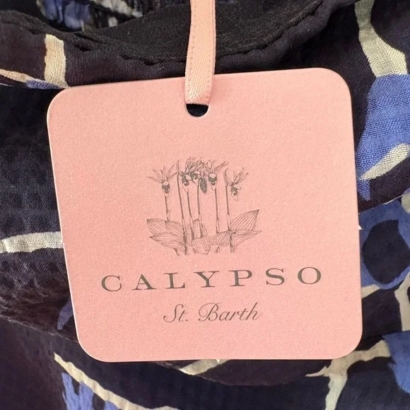 Calypso St. Barth Silk Maxi Dress in a Blue Elephant Print. Size L. New! - Picture 11 of 15